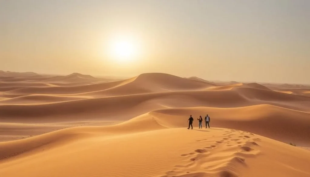 Desert safari in Riyadh, Saudi Arabia, with vast sand dunes and thrilling activities