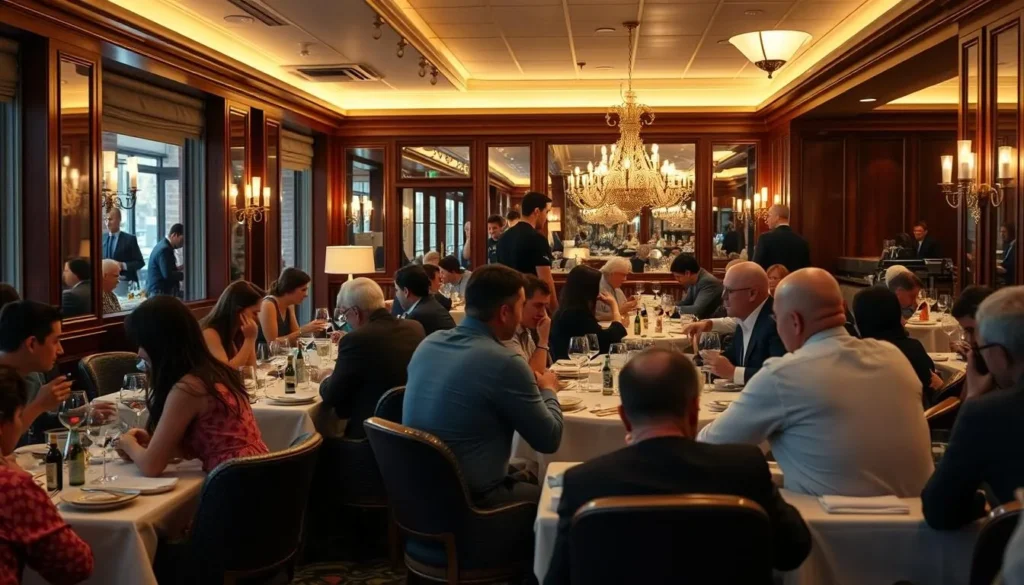 Diners enjoying a meal at a popular Washington DC restaurant Diners enjoying a meal at a popular Washington DC restaurant