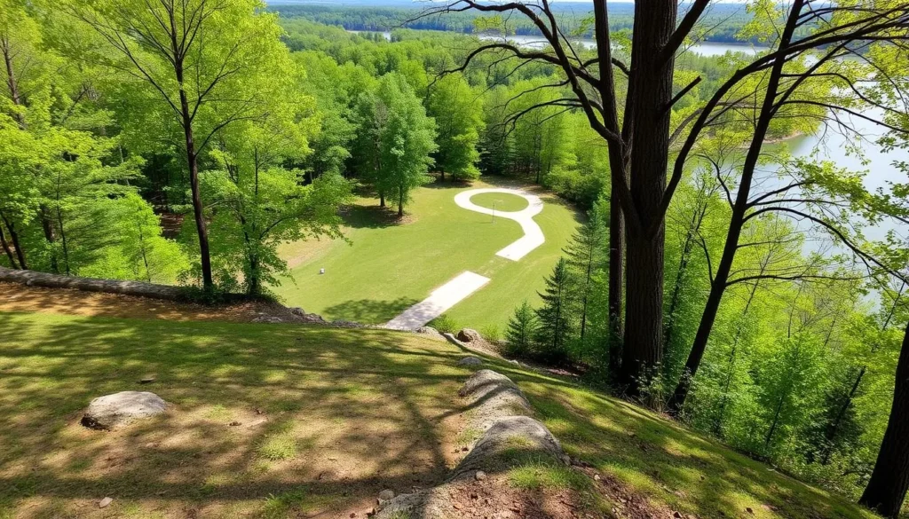Disc golf course at Lake Fayetteville North Shore in Fayetteville, Arkansas