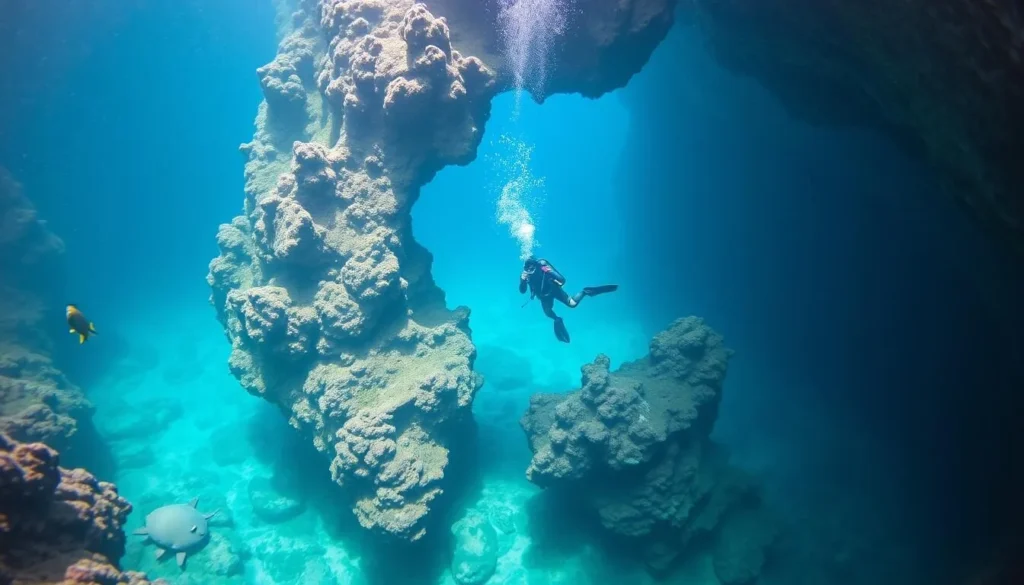 Diver exploring the Blue Hole
