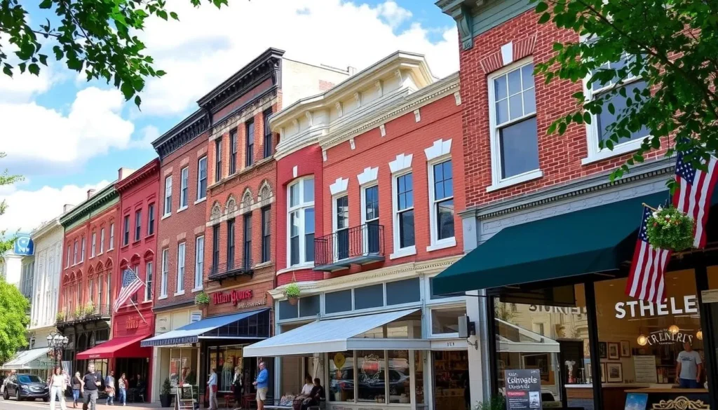 Downtown Martinsburg shopping district with historic buildings and charming shops Downtown Martinsburg shopping district with historic buildings and charming shops