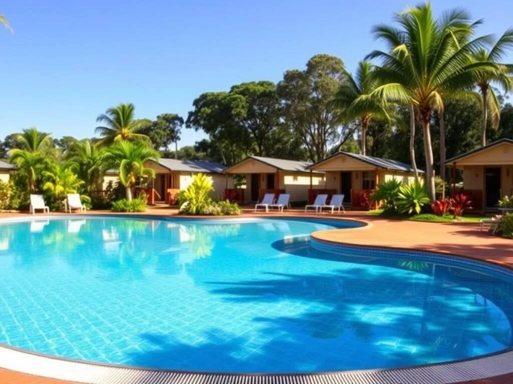 Dundee Beach Holiday Park with swimming pool and tropical gardens