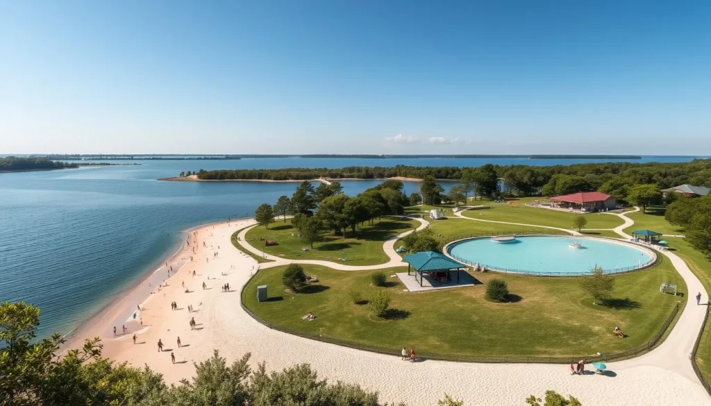 Eagle Island State Park with swimming beach and recreation areas