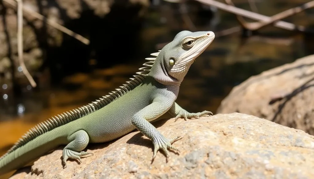 Eastern water dragon on a rock by Middle Harbour Creek in Garigal National Park Eastern water dragon on a rock by Middle Harbour Creek in Garigal National Park