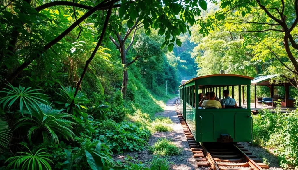 Ecological Jungle Train taking visitors through rainforest to Iguaçu Falls trails
