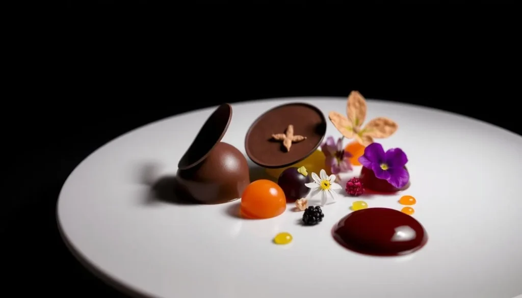 Elegant dessert plating at a Michelin-starred restaurant in Washington DC