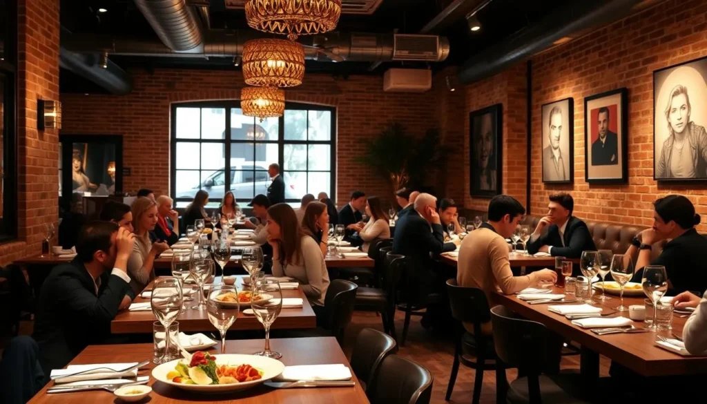 Elegant dining setting at a trendy Hollywood restaurant with California cuisine Elegant dining setting at a trendy Hollywood restaurant with California cuisine