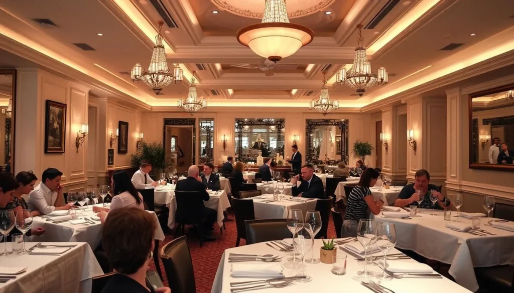 Elegant interior of a Washington DC Italian restaurant with diners enjoying meals