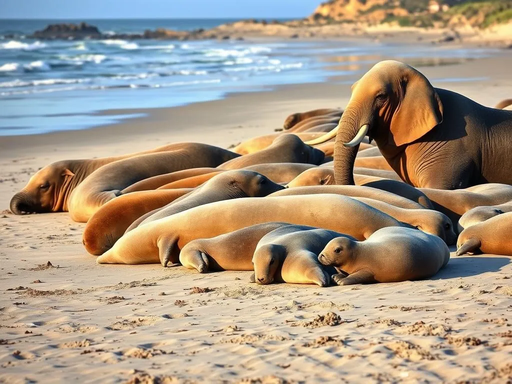 Elephant seals at Año Nuevo State Park beach Elephant seals at Año Nuevo State Park beach