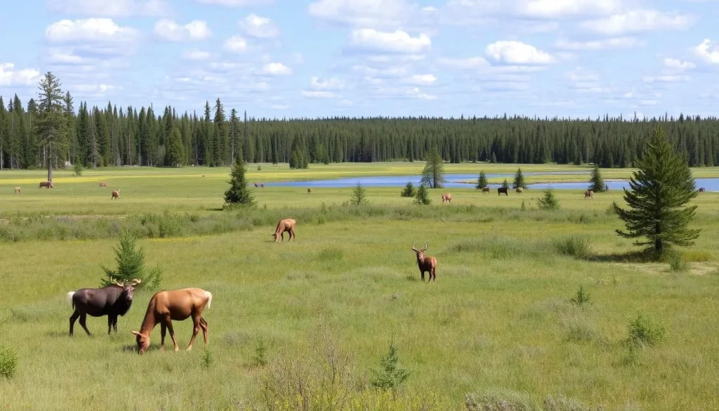 Elk Island National Park scenery with wildlife