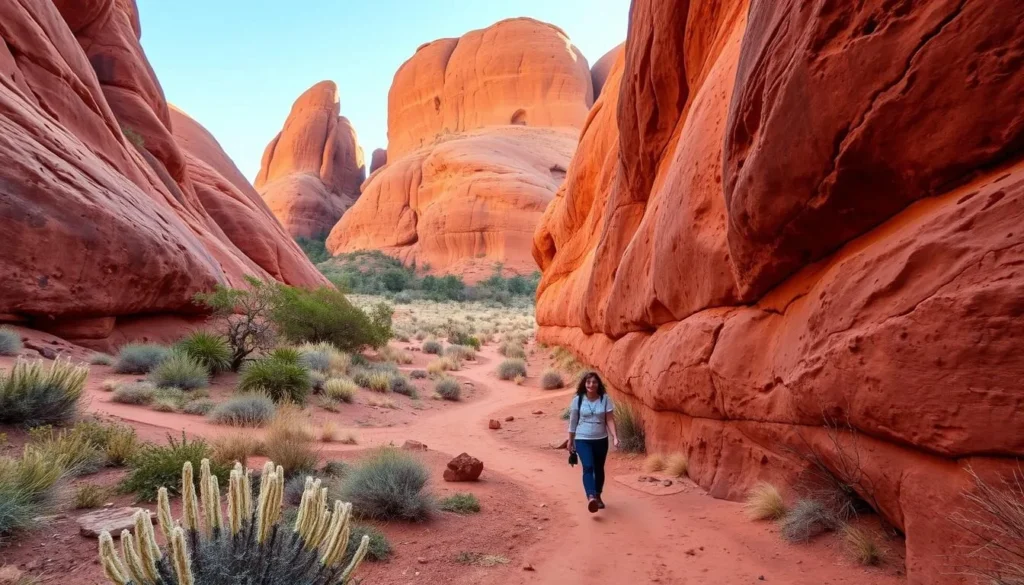 Envision walking through the narrow Walpa Gorge, surrounded by the majestic domes of Kata Tjuta.