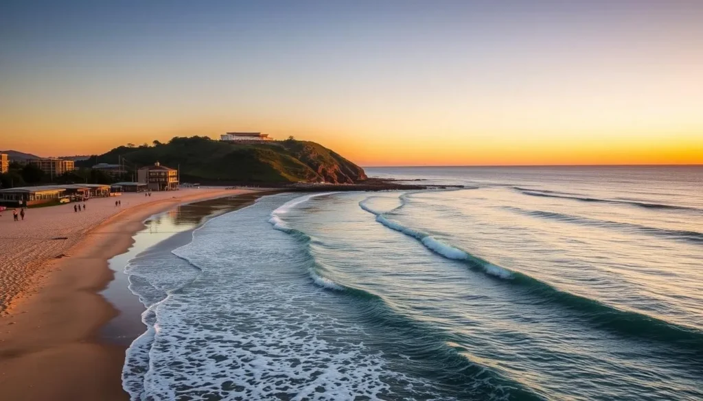 Evening view of Terrigal Skillion and beach on Central Coast NSW