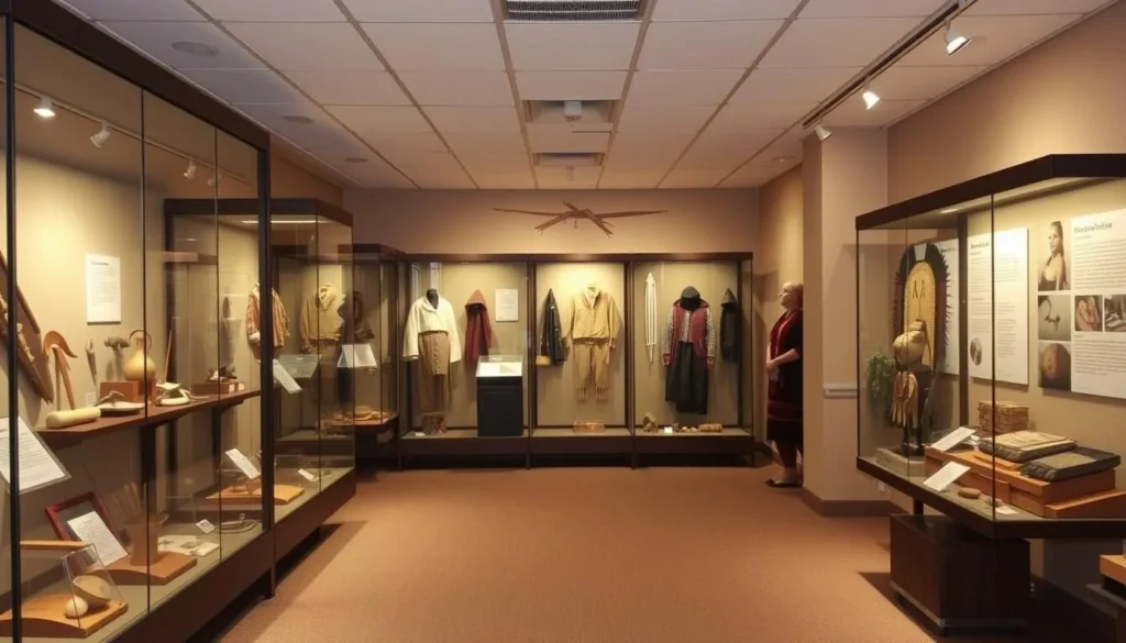 Exhibits at the Nanticoke Indian Museum showcasing tribal artifacts and history