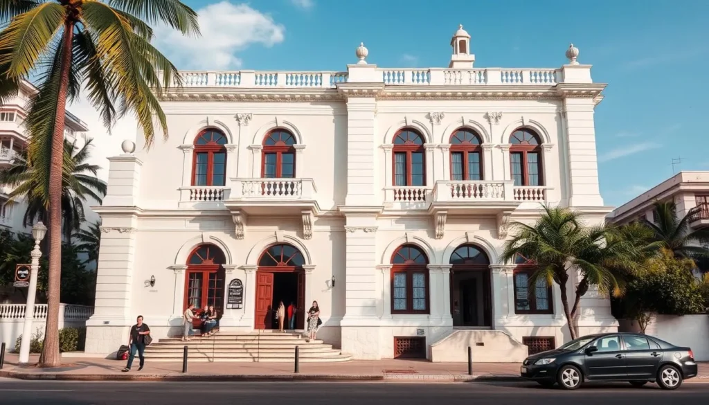 Exterior view of Casa de Cultura Laura Alvim cultural center in Ipanema