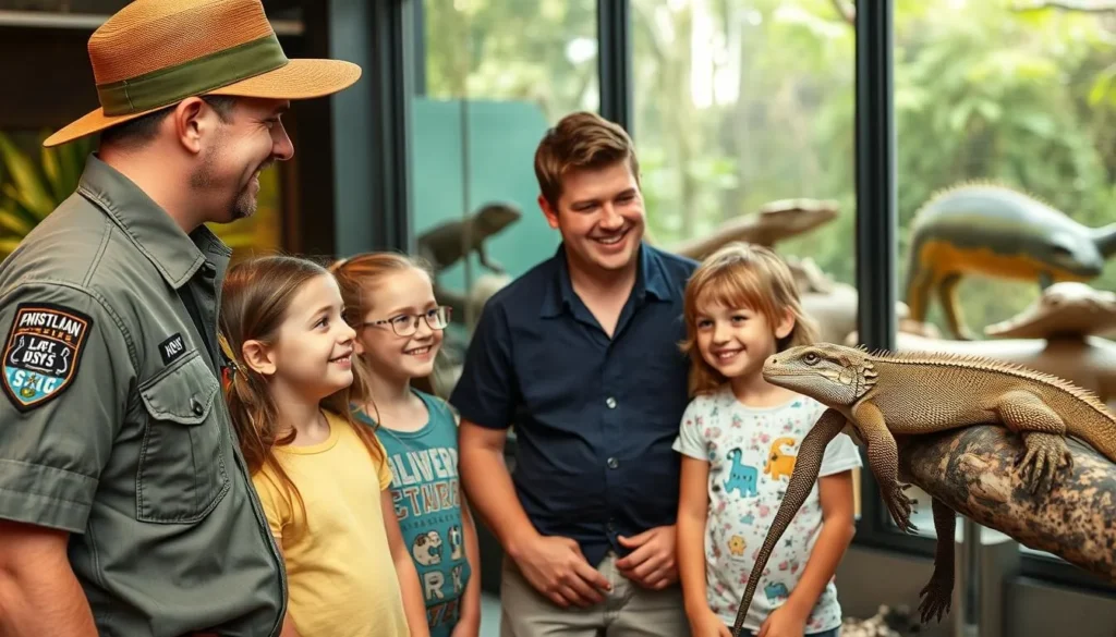 Family enjoying the Australian Reptile Park on Central Coast NSW