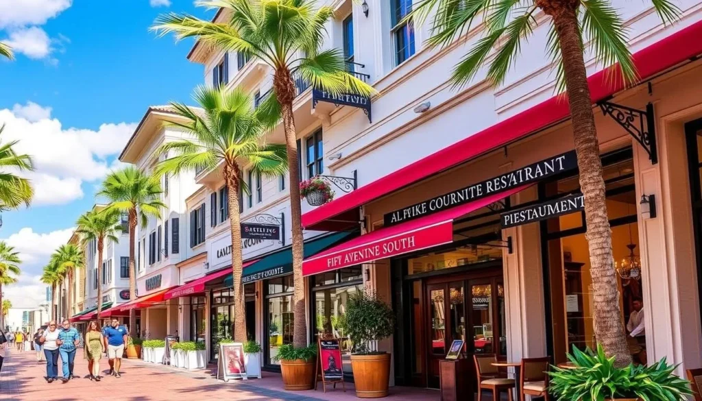 Fifth Avenue South Naples with upscale boutiques and restaurants