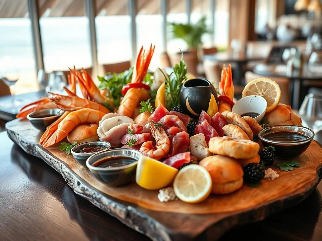 Fresh seafood platter featuring Eyre Peninsula produce including prawns, tuna and abalone Fresh seafood platter featuring Eyre Peninsula produce including prawns, tuna and abalone