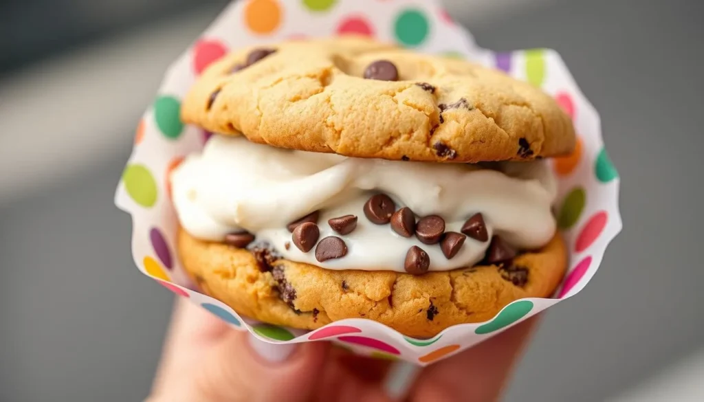 Freshly made ice cream cookie sandwich from Captain Cookie & The Milkman in Washington DC
