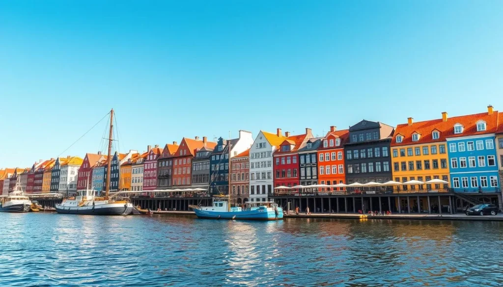 Gdansk waterfront with colorful historic buildings reflected in the Motlawa River