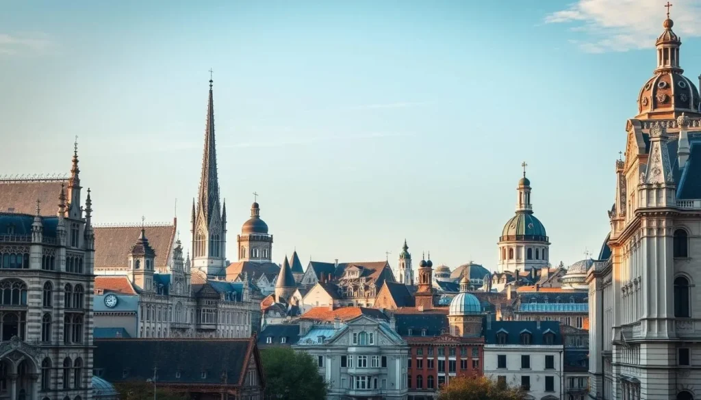 Generate an image of Amiens cityscape showcasing its diverse architectural styles