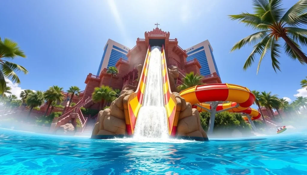 Generate an image of Aquaventure Waterpark's Leap of Faith slide