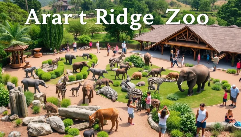 Generate an image of Ararat Ridge Zoo with various exotic animals.