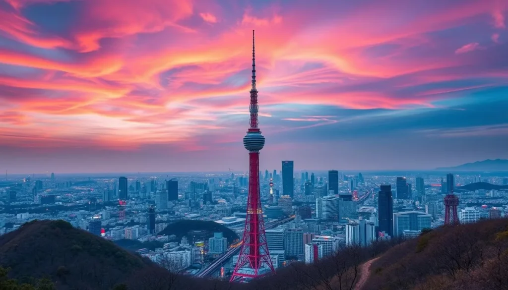 Generate an image of Azabudai Hills with Mori JP Tower in the foreground and Tokyo's skyline in the background.