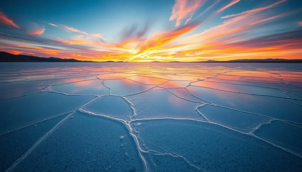 Generate an image of Badwater Basin salt flats at sunrise
