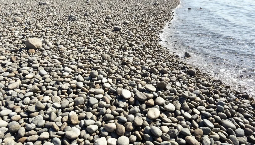 Generate an image of Bangchui Island's pebbly beach