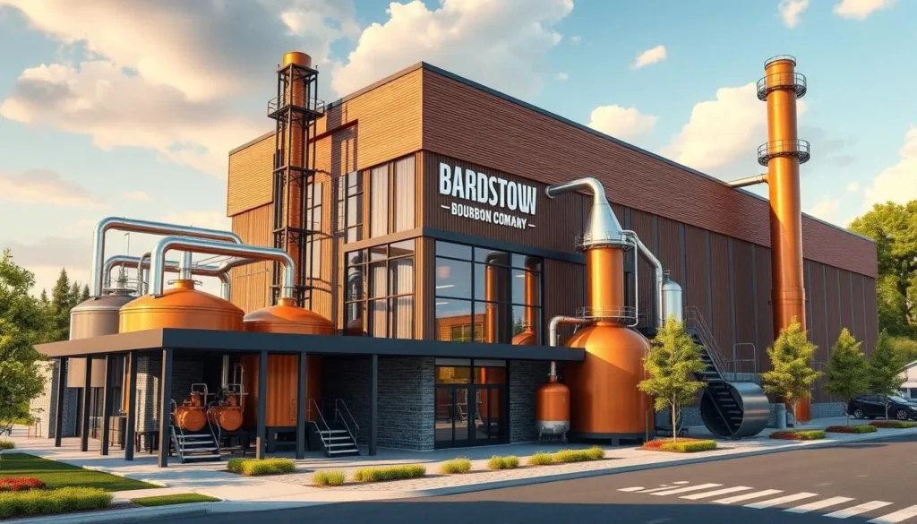 Generate an image of Bardstown Bourbon Company's state-of-the-art distillery
