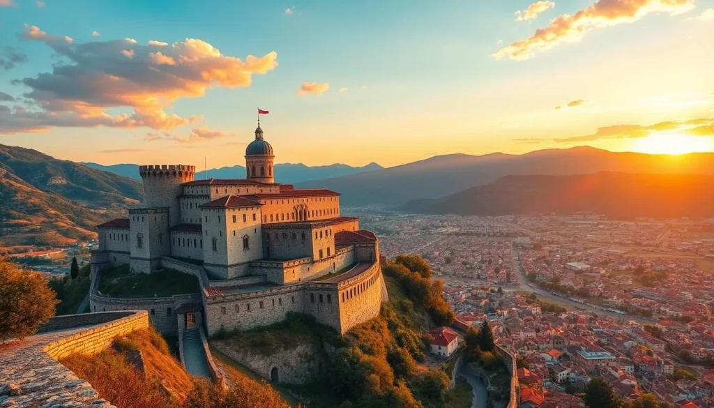 Generate an image of Berat Castle in Albania