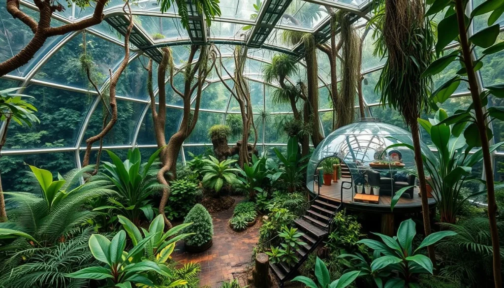 Generate an image of Biosphere2's rainforest biome