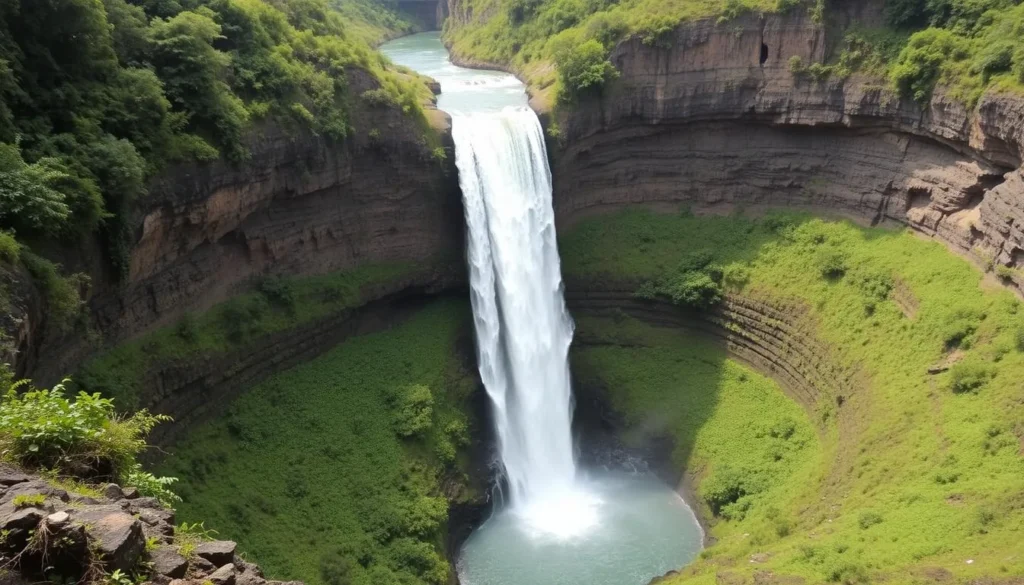 Generate an image of Catarata del Toro, plunging 270 feet into an extinct volcano crater.