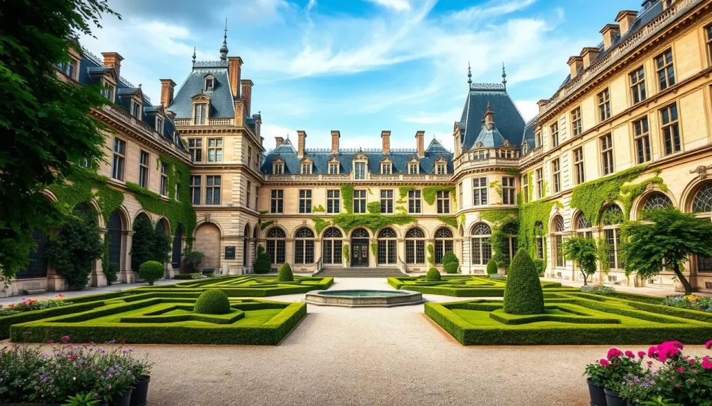 Generate an image of Château de Fontainebleau's courtyard