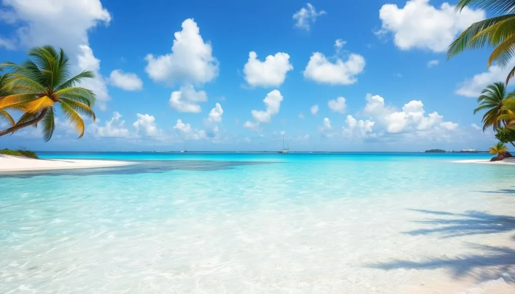 Generate an image of Coco Plum Beach with crystal-clear waters and powdery sand.
