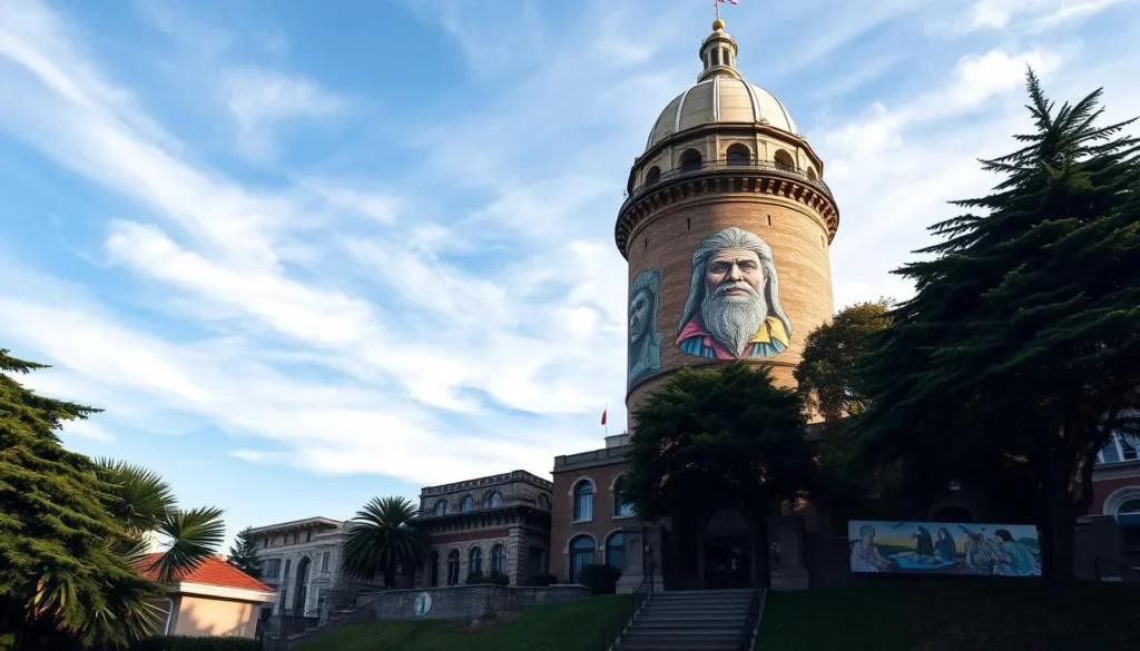 Generate an image of Coit Tower San Francisco with visible murals