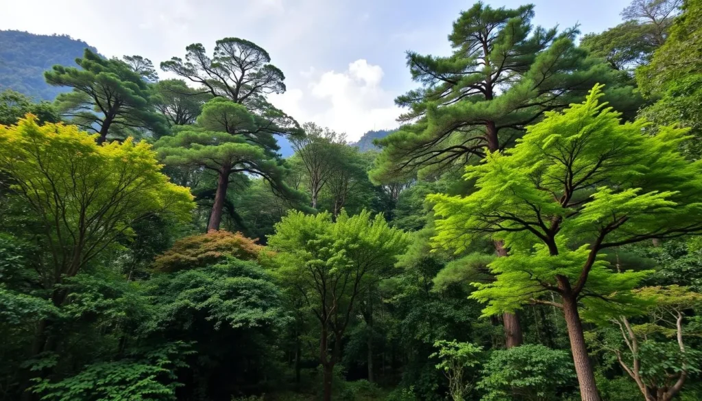 Generate an image of Culaishan National Forest Park with lush greenery and a serene atmosphere.