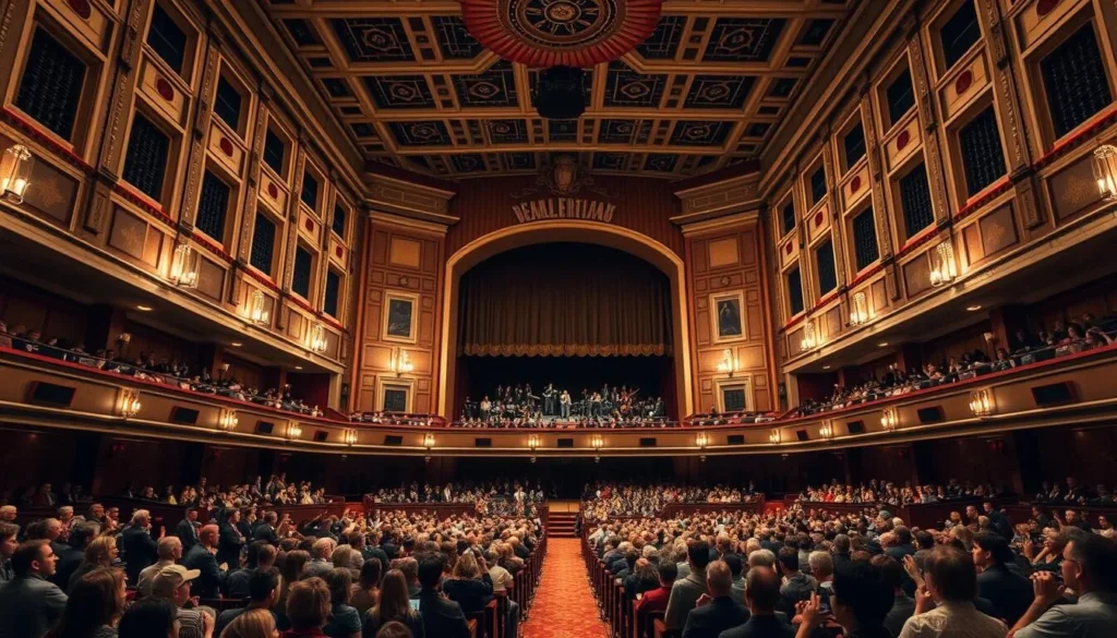 Generate an image of Emens Auditorium's interior or a notable event