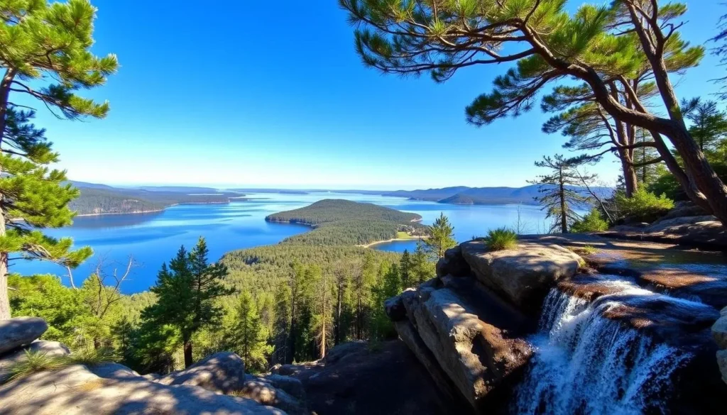 Generate an image of Emerald Bay State Park with Fannette Island and Eagle Falls Generate an image of Emerald Bay State Park with Fannette Island and Eagle Falls