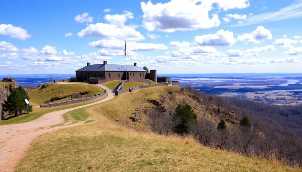 Generate an image of Fort Boreman Historical Park with its hilltop location and panoramic views.