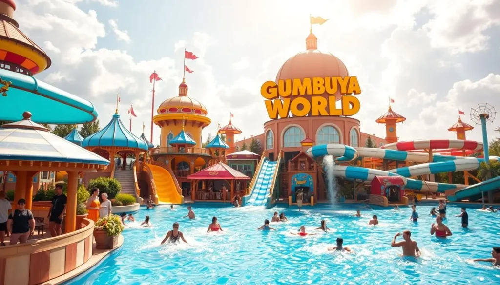 Generate an image of Gumbuya World's water park.