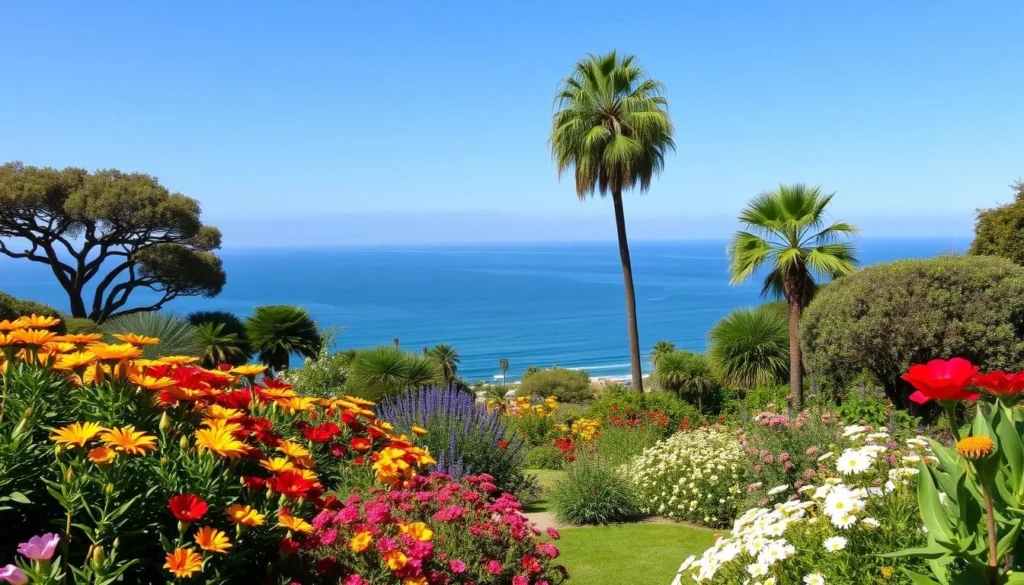 Generate an image of Heisler Park with its lush gardens and panoramic ocean views.