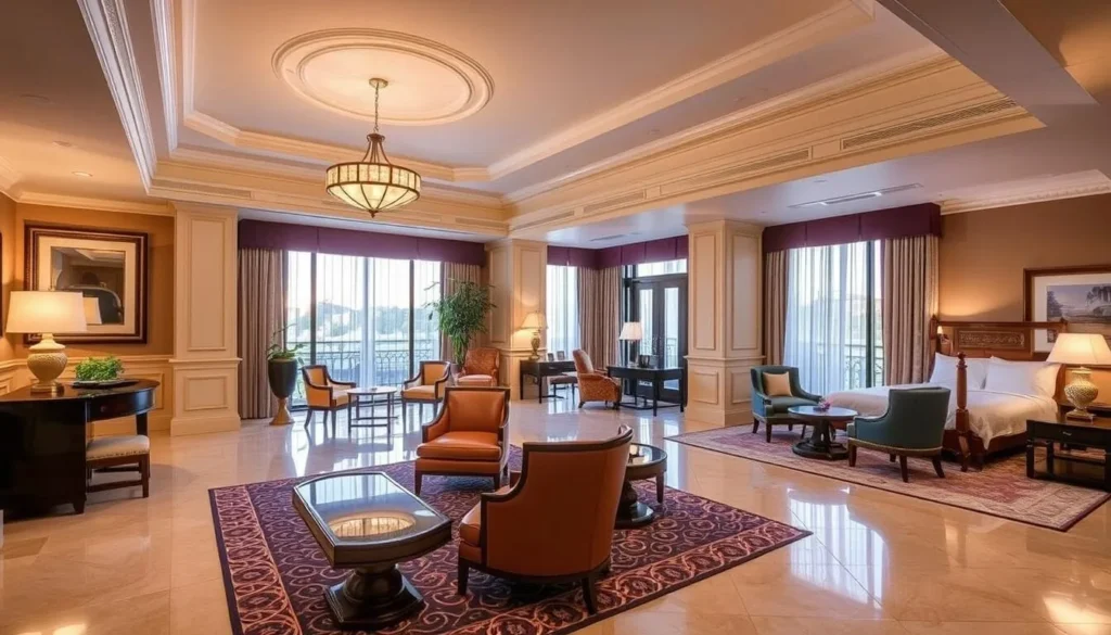 Generate an image of Hotel Julien Dubuque's lobby or a guest room.