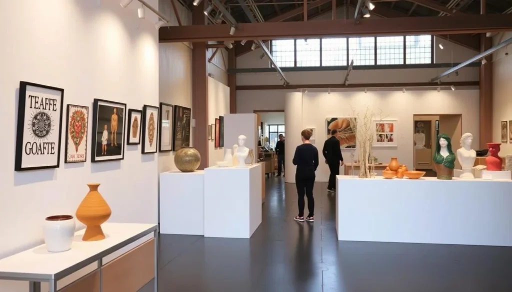 Generate an image of JamFactory at Seppeltsfield, showcasing its contemporary craft and design exhibitions.