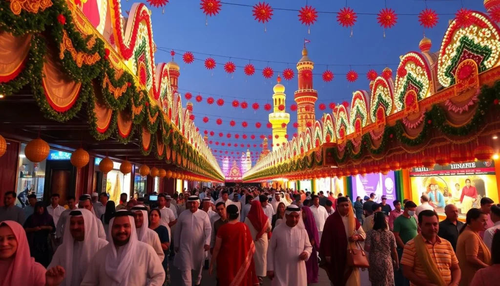 Generate an image of Kuwait's Hala February Festival celebrations