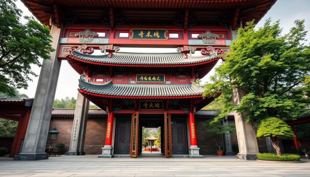 Generate an image of Lingyin Temple's grand entrance