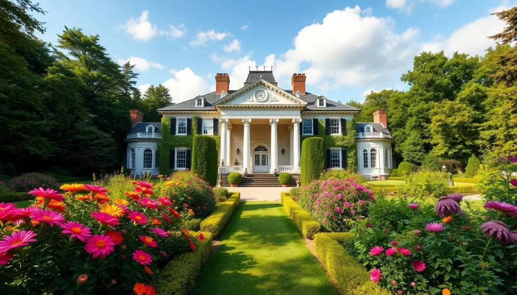 Generate an image of Locust Grove Estate, showcasing its Italianate mansion and beautifully landscaped gardens.