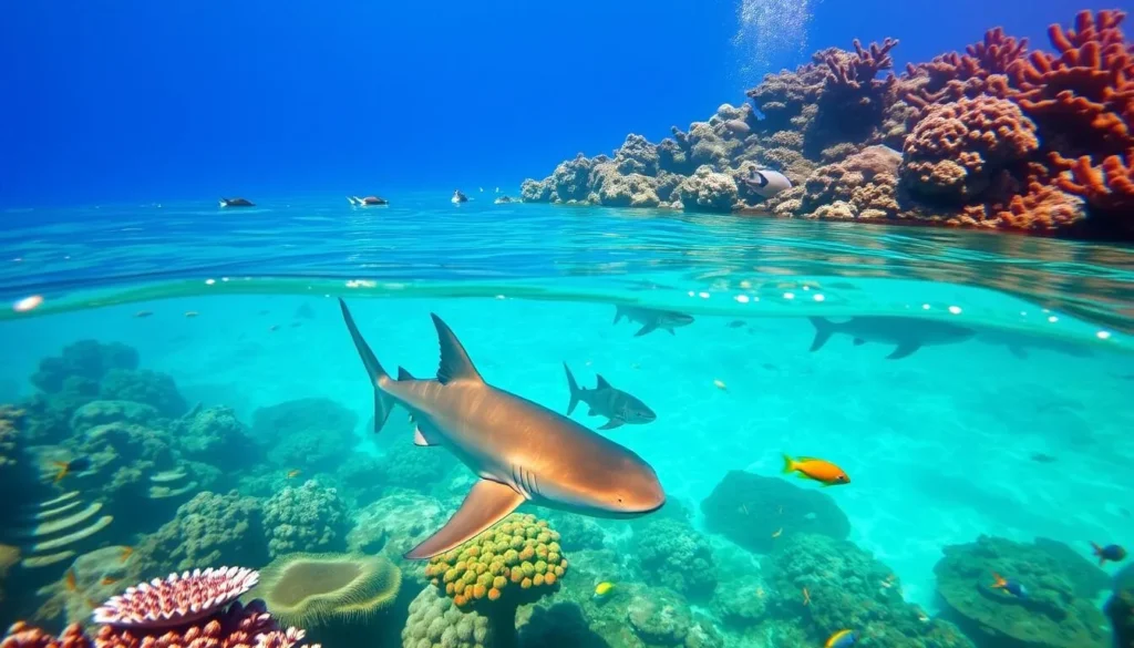 Generate an image of Malapascua Island's dive site with thresher sharks.