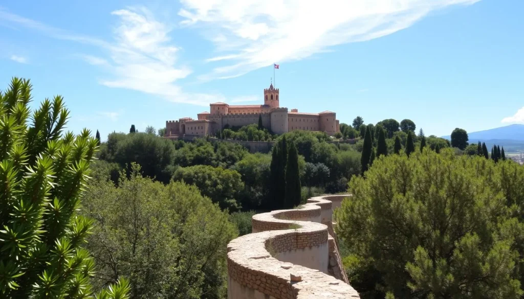 Generate an image of Mirador de la Pradera de San Marcos with the Alcázar in the background.