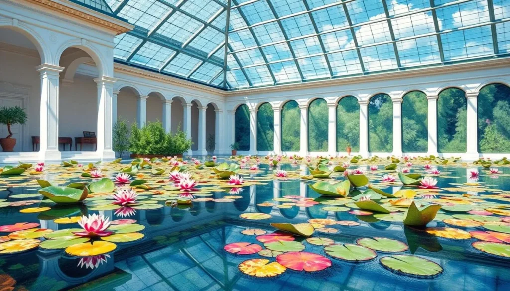 Generate an image of Monet's "Water Lilies" series at the Musée de l'Orangerie.